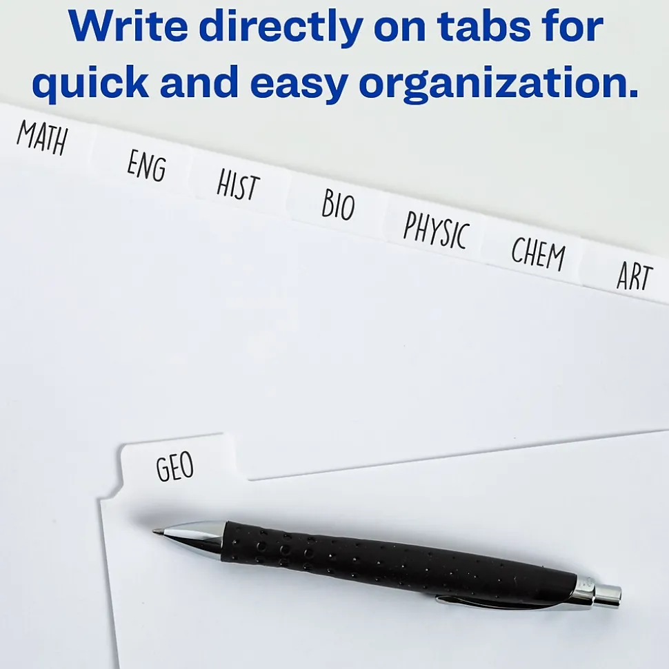 Avery Write & Erase Paper Dividers, 8 Tabs, White, 24 Sets/Box (11507)