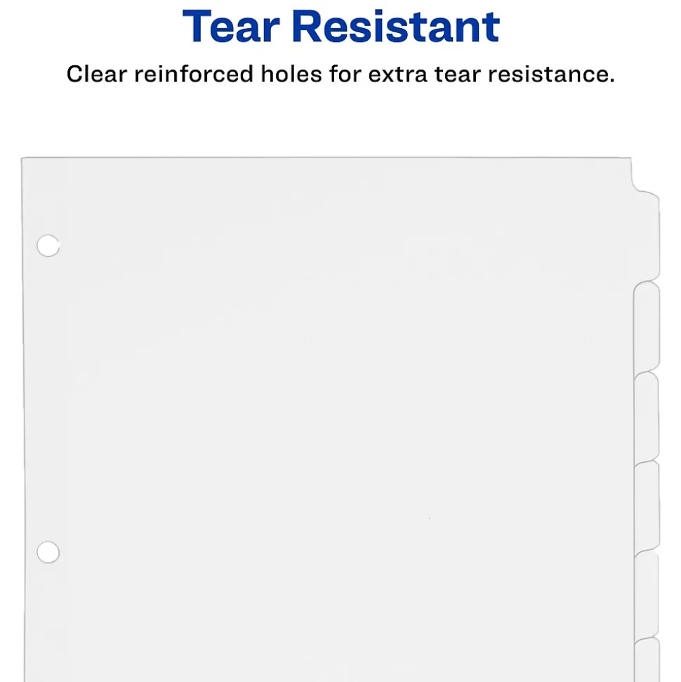 Avery Write & Erase Paper Dividers, 8 Tabs, White, 24 Sets/Box (11507)