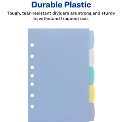 Avery Write & Erase Plastic Mini Dividers, 5 Tabs, Multicolor (16180)