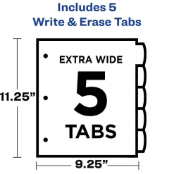 Avery Write & Erase Pocket Plastic Dividers, 5 Tabs, Multicolor (16176)
