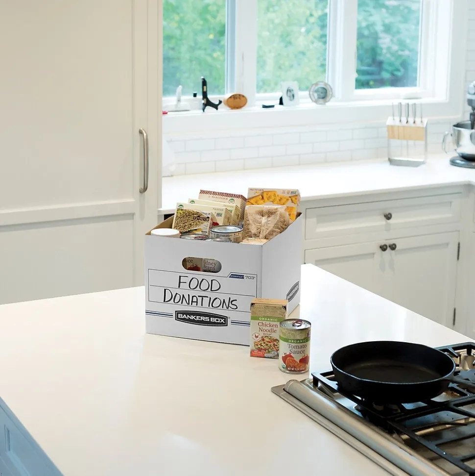 Bankers Box Easylift Corrugated File Storage Boxes, Lift-Off Lid, Letter/Letter Size, White/Blue, 12/Ct (0006301)