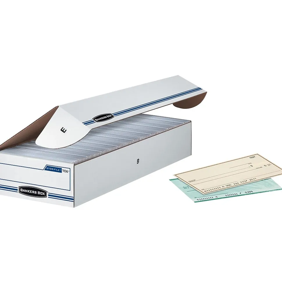 Bankers Box Extra Strength Storage Boxes, Check Size, White/Blue (00706)