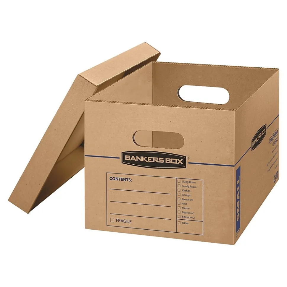 Bankers Box File Moving Boxes, Kraft/Blue, 10/Pack (7714216)