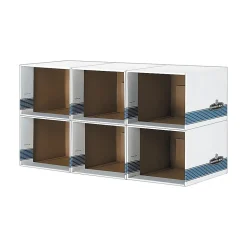 Bankers Box File/Cube™ Quick Set-Up Corrugated File Storage Box Shells, Letter/Legal Size, White/Blue, 6/Carton (0162601)