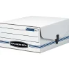 Bankers Box Liberty Binder-Pak Corrugated File Storage Box, Snap Closure, Check & Voucher Size, White/Blue (48110)