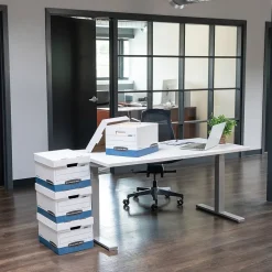 Bankers Box Medium-Duty Corrugated File Storage Boxes, Lift-Off Lid, Letter Size, White/Blue, 20/Carton (0070110)