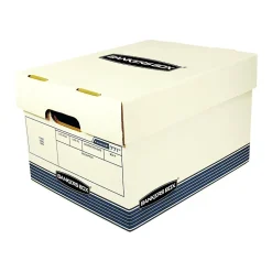 Bankers Box R-Kive O/S Heavy-Duty FastFold, File Storage Boxes, Lift-Off Lid, Letter/Legal Size, White/Blue, 20/BL (0077103)