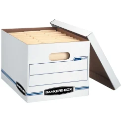 Bankers Box Stor/File 60% Recycled Corrugated File Box Lift Off Lid, Letter/Legal Size, White/Blue, 20/Pack (0070333)