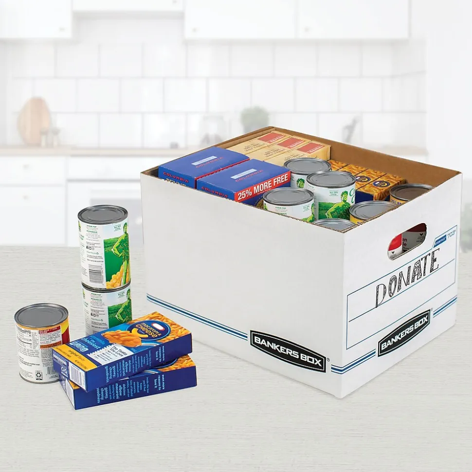 Bankers Box Stor/File 60% Recycled Corrugated File Box Lift Off Lid, Letter/Legal Size, White/Blue, 20/Pack (0070333)