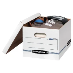 Bankers Box Stor/File 59% Recycled Corrugated File Box Lift Off Lid, Letter/Legal Size, White/Blue, 12/Carton (00703)