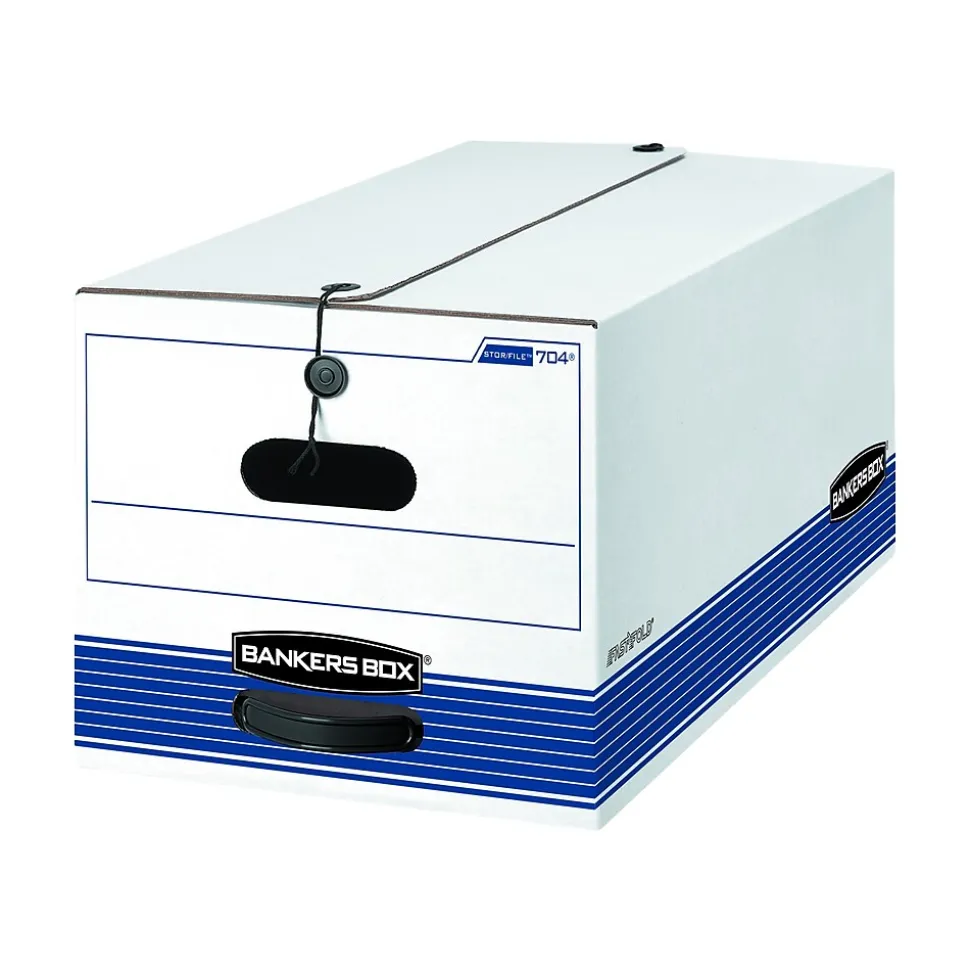Bankers Box Stor/File Medium Duty 65% Recycled Corrugated File Box, Letter Size, White/Blue, 4/Carton (0070403)