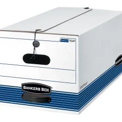 Bankers Box Stor/File Medium Duty 65% Recycled Corrugated File Box, Letter Size, White/Blue, 4/Carton (0070403)