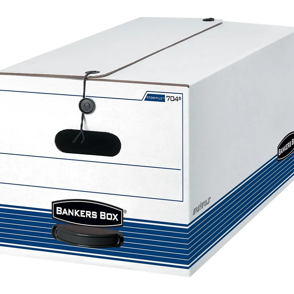 Bankers Box Stor/File Medium Duty 65% Recycled Corrugated File Box, Letter Size, White/Blue, 4/Carton (0070403)