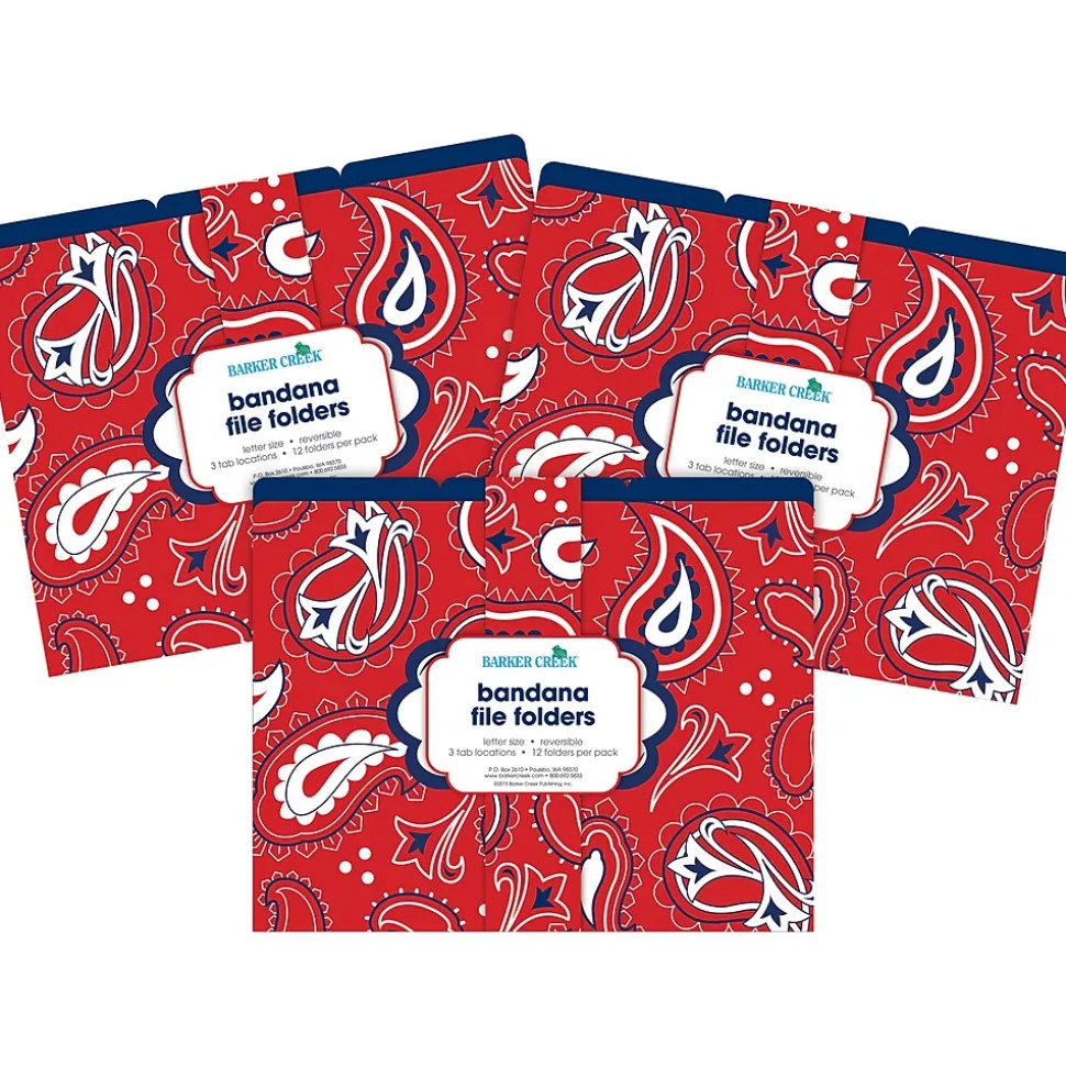 Barker Creek Bandana Letter-Size File Folders, 36/Set (BC3916)