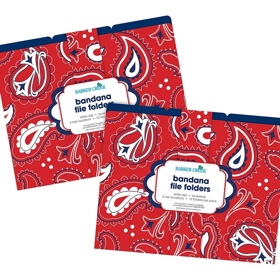 Barker Creek Bandana Letter-Size File Folders, 24/Set (BC3943)