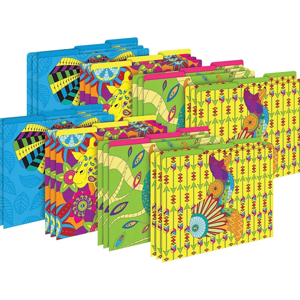 Barker Creek Bohemian Animals File Folder, 1/3-Cut Tab, Letter Size, Assorted, 24/Set (4398)