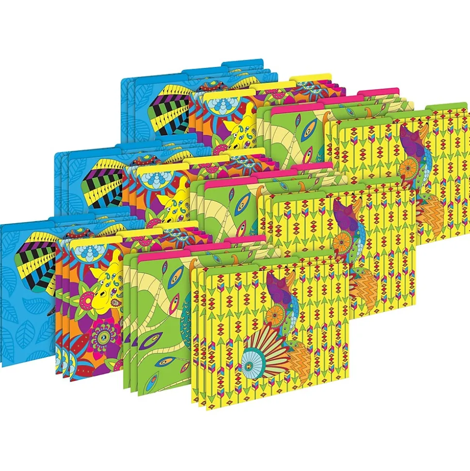 Barker Creek Bohemian Animals File Folders, 1/3-Cut Tab, Letter Size, Assorted, 36/Set (4399)