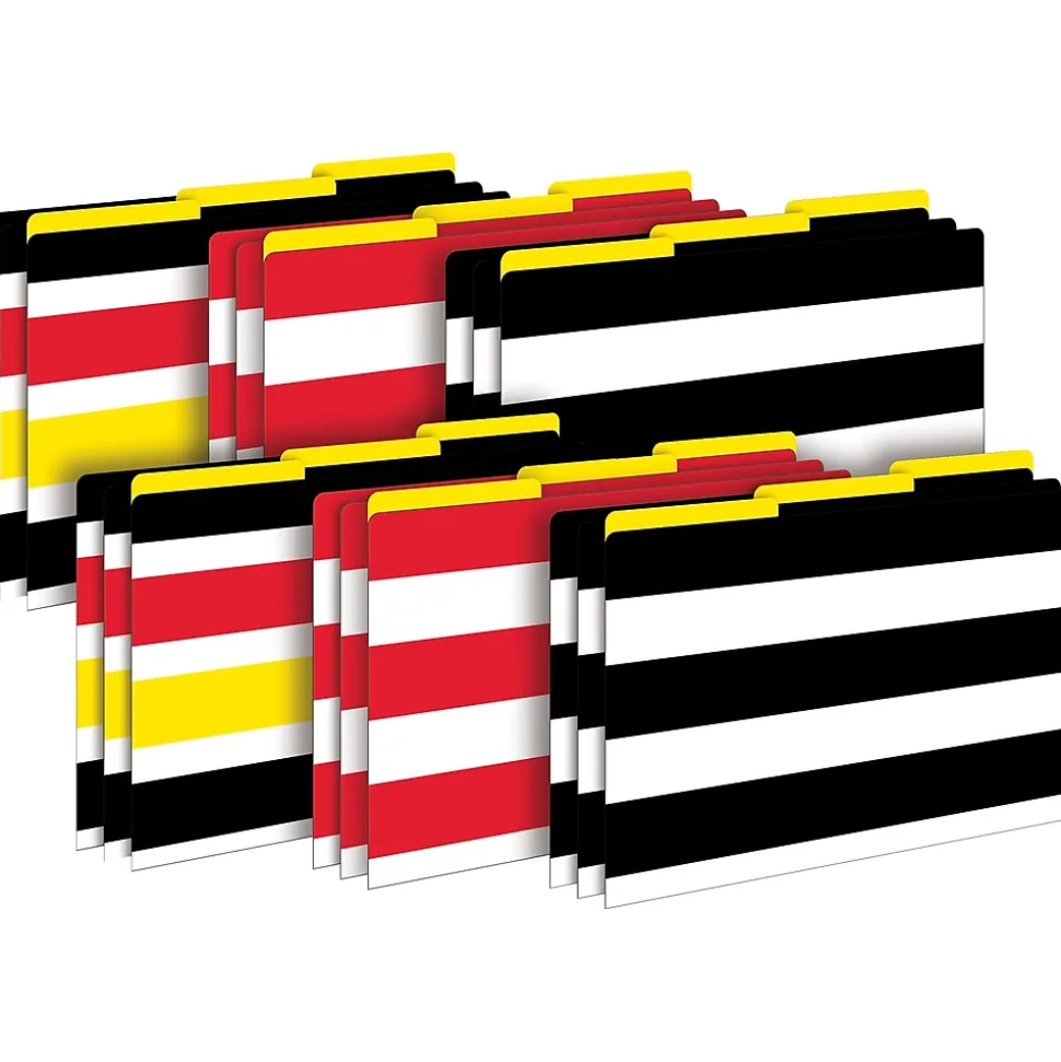 Barker Creek Buffalo Plaid & Wide Stripes Legal-Size File Folders, Multi-Design Set, 18/Set (BC3908)