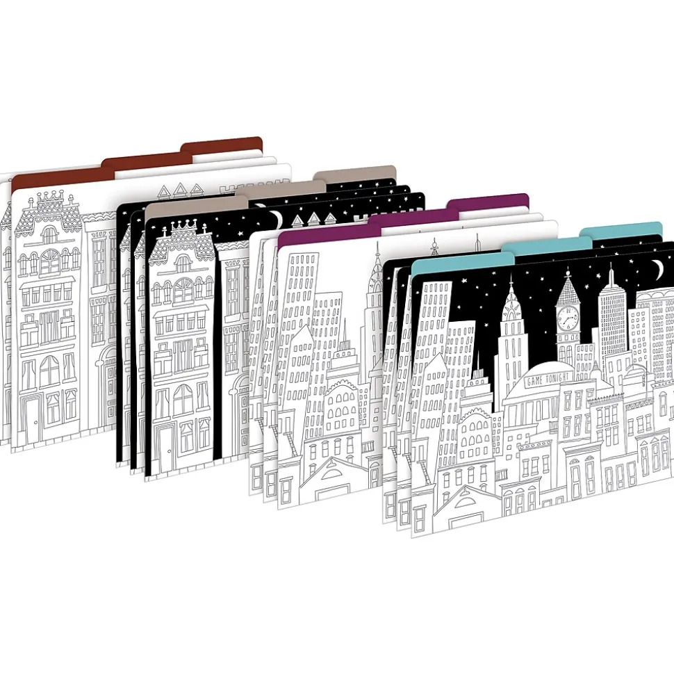 Barker Creek Color Me! File Folder Set, 1/3-Cut Tab, Letter Size, Cityscapes, 12/Pack (2005)