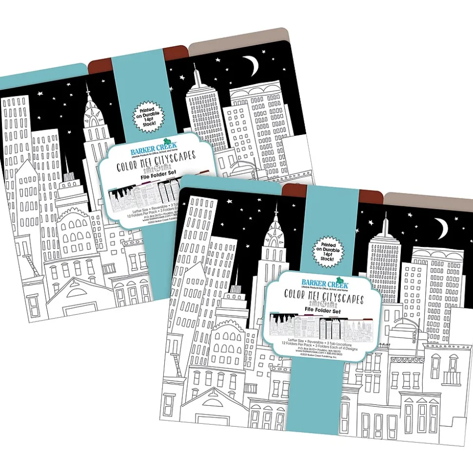 Barker Creek Color Me! File Folder Set, 1/3-Cut Tab, Letter Size, Cityscapes, 24/Set (4380)