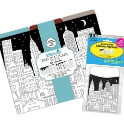 Barker Creek Color Me! Folder & Pocket Set, 1/3-Cut Tab, Letter Size, Cityscapes, 42/Set (4414)