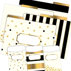 Barker Creek Folder & Pocket Set, 1/3-Cut Tab, Letter Size, Gold, 42/Set (4411)