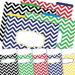 Barker Creek Folder & Pocket Set, 1/3-Cut Tab, Letter Size, Chevron Nautical, 42/Set (4416)