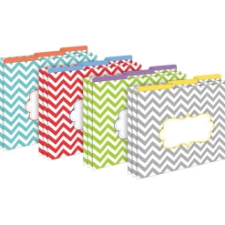 Barker Creek Get Organized Beautiful Chevron File Folders, 1/3-Cut Tab, Letter Size, Assorted, 107/Set (137)