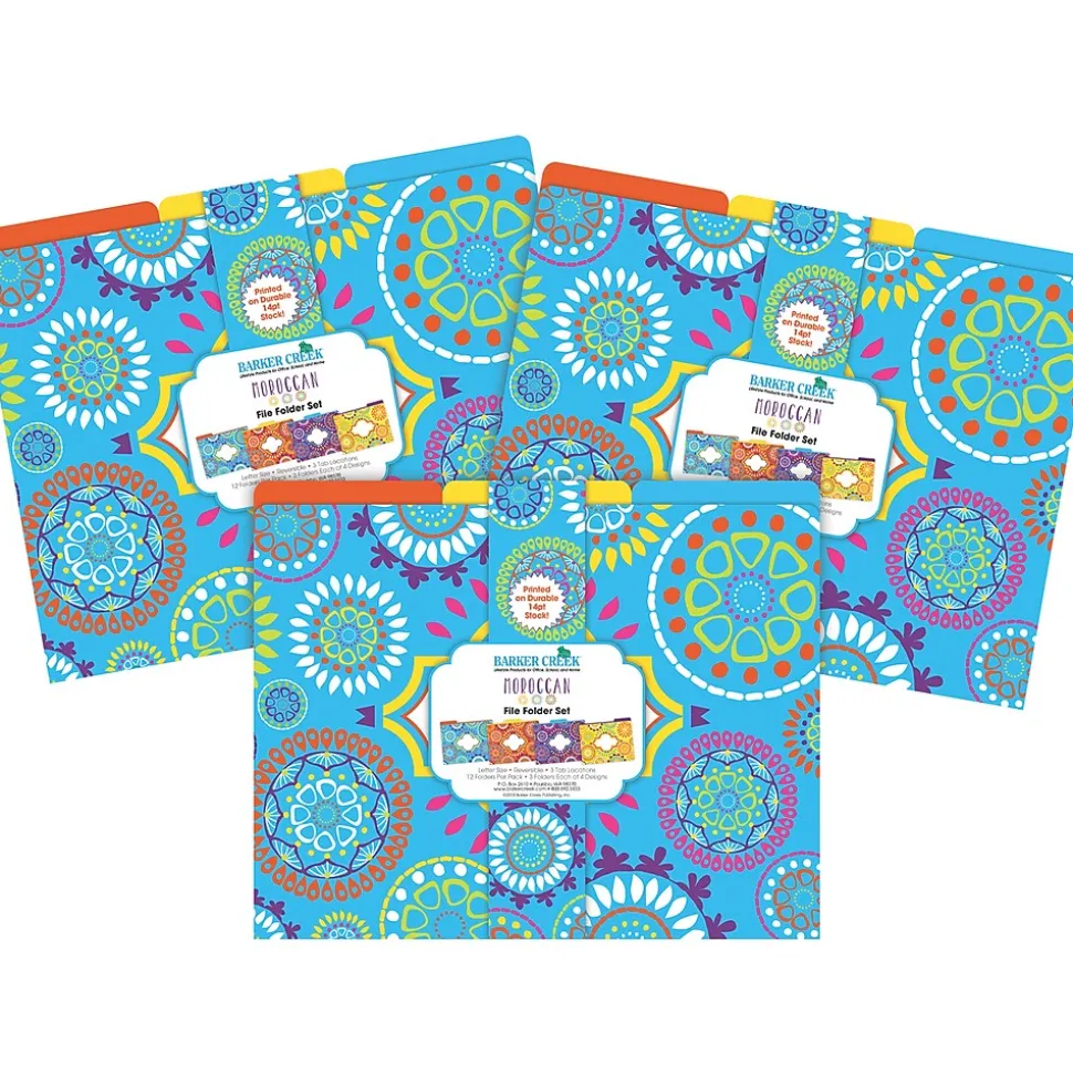 Barker Creek Moroccan File Folder, 1/3-Cut Tab, Letter Size, Assorted, 36/Set (4401)