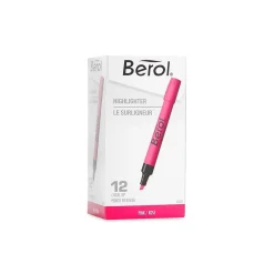 Berol 4009 Stick Highlighters, Chisel Tip, Pink, Dozen (64327)