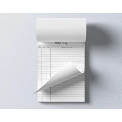 Better Office Activity Log Notepad, 8.5" x 11", Project-Ruled, White/Black, 50 Sheets/Pad (25836)