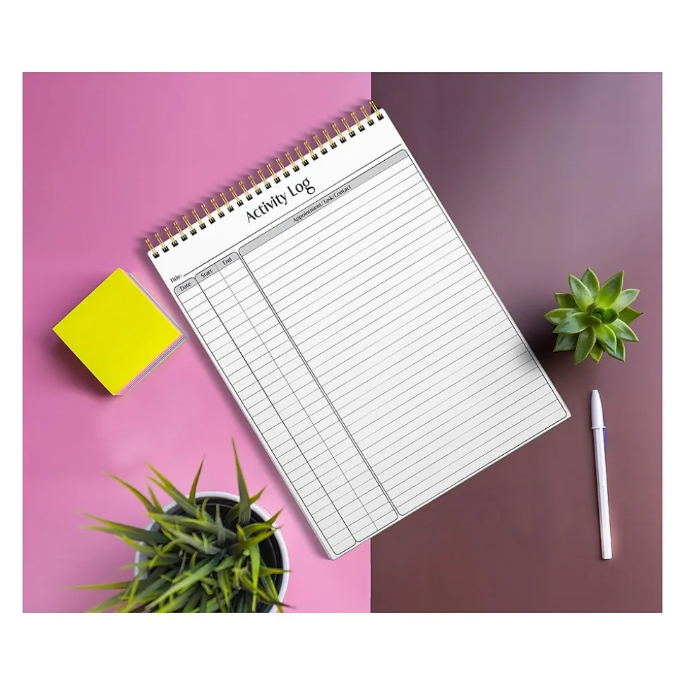 Better Office Activity Log Notepad & Refill, 8.5" x 11", Ruled, White, 50 Sheets/Pad, 3 Pads/Pack (25827-3PK)