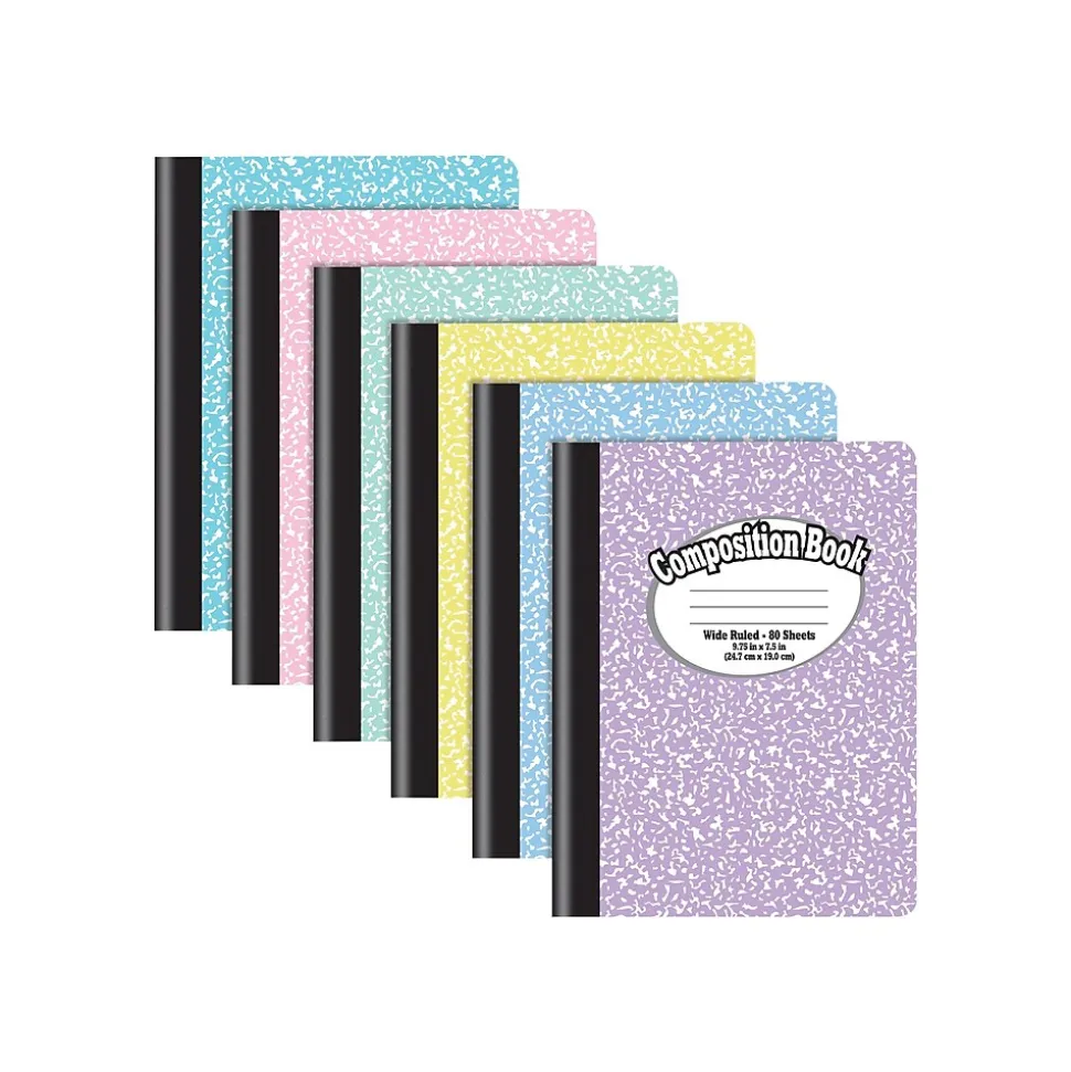 Better Office Composition Notebooks, 7.5" x 9.75", Wide Ruled, 80 Sheets, 6/Pack (25266-6PK)