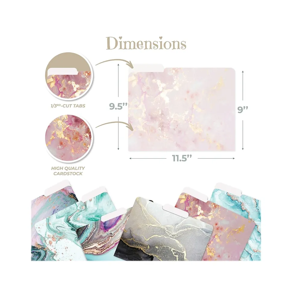 Better Office Marbled Heavyweight File Folders, 1/3-Cut Tab, Letter Size, Assorted Colors, 12/Pack (80013-12PK)