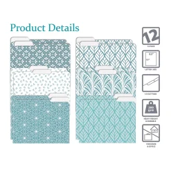 Better Office Soft Hue Floral Heavyweight File Folders, 1/3-Cut Tab, Letter Size, Assorted Colors, 12/Pack (80017-12PK)