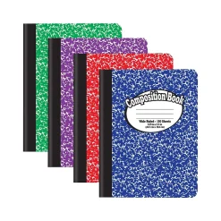 Better Office 1-Subject Composition Notebooks, 7.5" x 9.75", Wide Ruled, 100 Sheets, Assorted Colors, 4/Pack (25204-4PK)