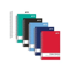 Better Office 3-Subject Notebooks, 5.5" x 9.5", Wide Ruled, 150 Sheets, 6/Pack (25646-6PK)