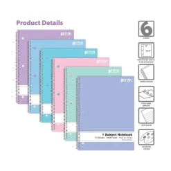 Better Office 1-Subject Notebooks, 8" x 10.5", Wide Ruled, 70 Sheets, 6/Pack (25626-6PK)