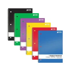 Better Office 1-Subject Notebooks, 8" x 10.5", Wide Ruled, 70 Sheets, 24/Pack (25624-24PK)
