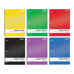 Better Office 3-Subject Notebooks, 8" x 10.5", College Ruled, 120 Sheets, 6/Pack (25736-6PK)