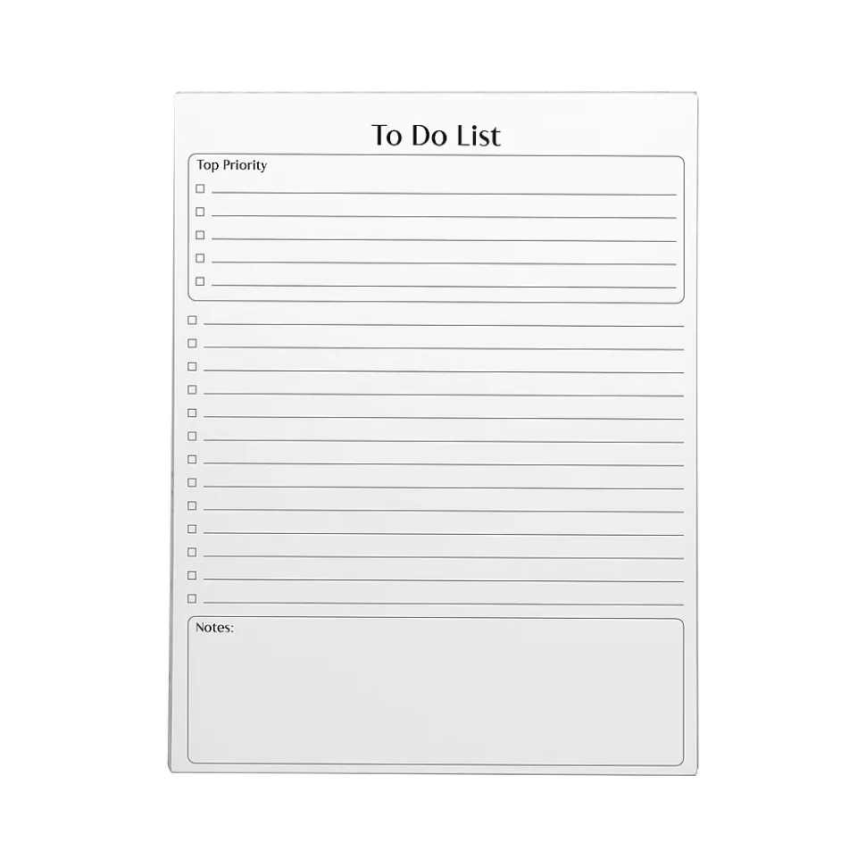Better Office To-Do List Notepad, 8.5" x 11", Project-Ruled, White/Black, 50 Sheets/Pad (25832)