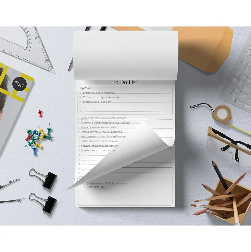 Better Office To-Do List Notepad, 8.5" x 11", Project-Ruled, White/Black, 50 Sheets/Pad (25832)