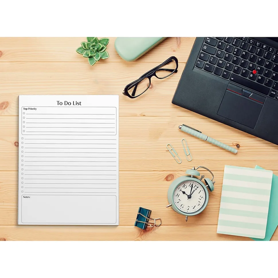 Better Office To-Do List Notepad, 8.5" x 11", Project-Ruled, White/Black, 50 Sheets/Pad (25832)