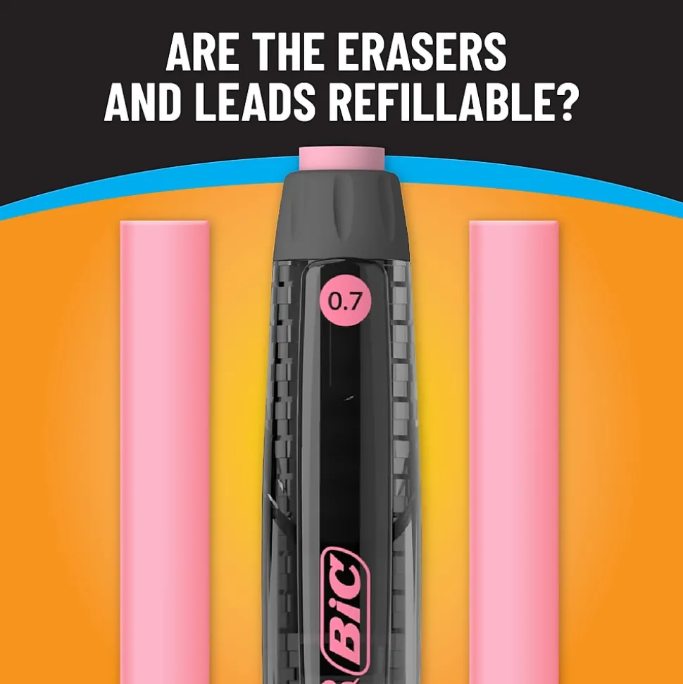 BIC Break-Resistant Mechanical Pencils, 0.7mm, #2 Medium Lead, 4/Pack (MV7PRP4-BLK)