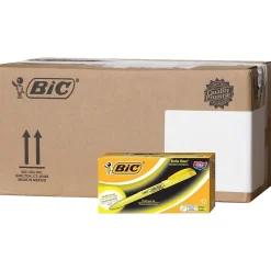 BIC Brite Liner Stick Highlighters, Chisel Tip, Fluorescent Yellow, 216/Carton (BL11YELCT)