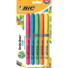 BIC Brite Liner Stick Highlighter with Grip, Chisel Tip, Assorted, 5/Pack (31257)