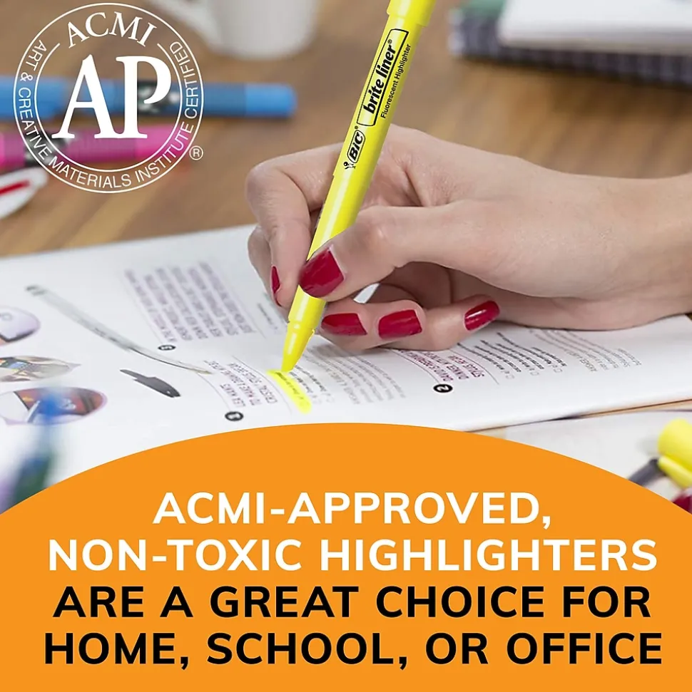 BIC Brite Liner Stick Highlighter, Chisel Tip, Assorted, 24/Pack (BL241AST)