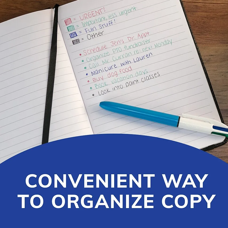 BIC 4-Color Retractable Ballpoint Pen, Medium Point, 1.0mm, Multicolor, Dozen (MM11-AST)