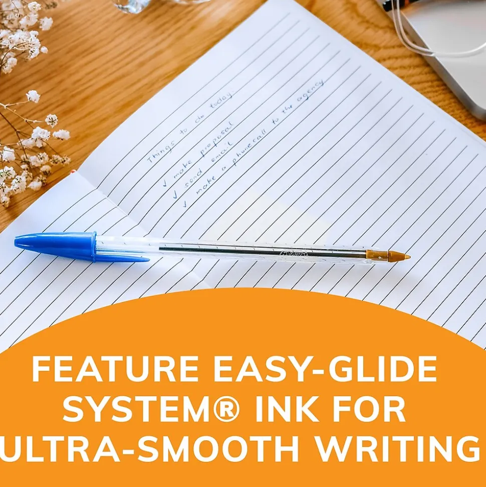 BIC Cristal Ballpoint Pens, Medium Point, Blue Ink, Dozen (10126/MS11BL)