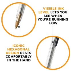 BIC Cristal Ballpoint Pen, Medium Point, Black Ink, 10/Pack (068271)